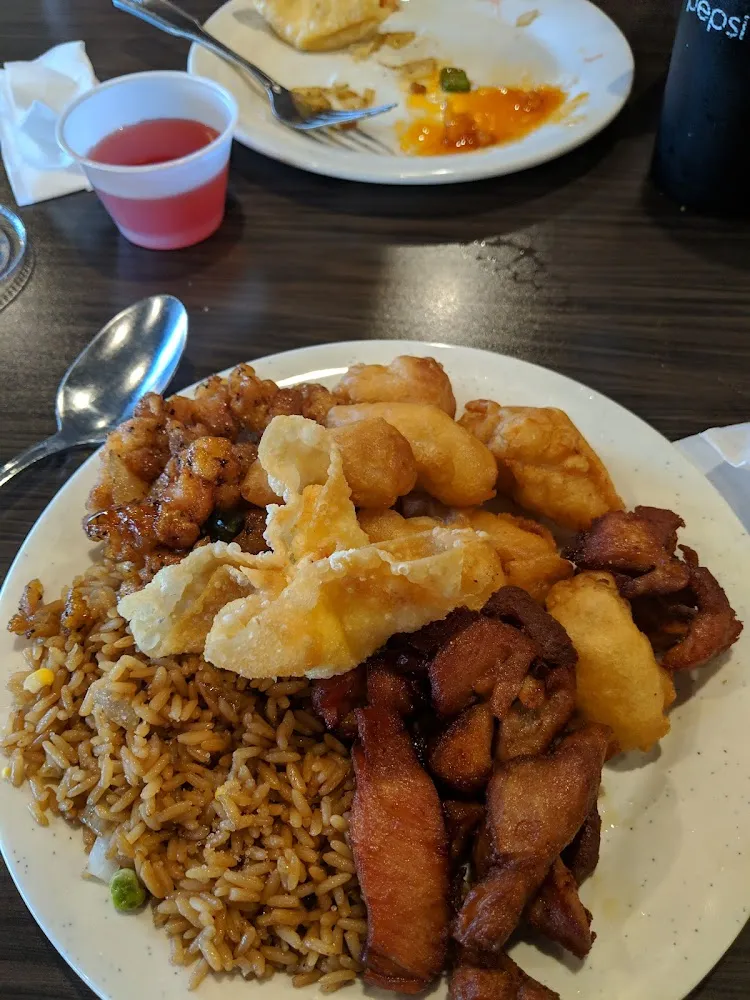 Buffet Fried Rice Sweet and Sour Chicken Egg Roll